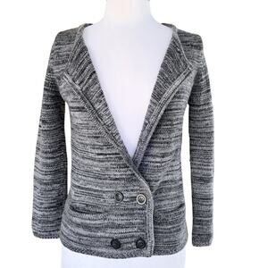 Isabel Marant Étoile Marled Black Gray Merino Wool Structured Cardigan Sweater